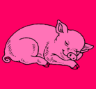 Dibujo Cerdo durmiendo pintado por asul