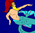 Dibujo Poseidón pintado por irenenavasma