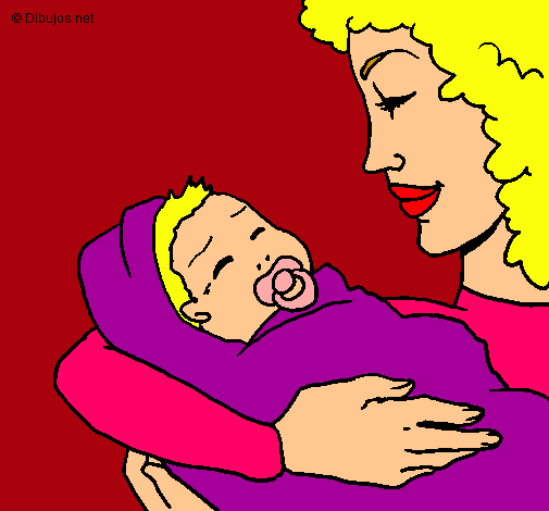 Dibujo Madre con su bebe II pintado por fabilindaaaaaa
