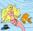 Dibujo Barbie sirena con su amiga pez pintado por Chic_Top_Star