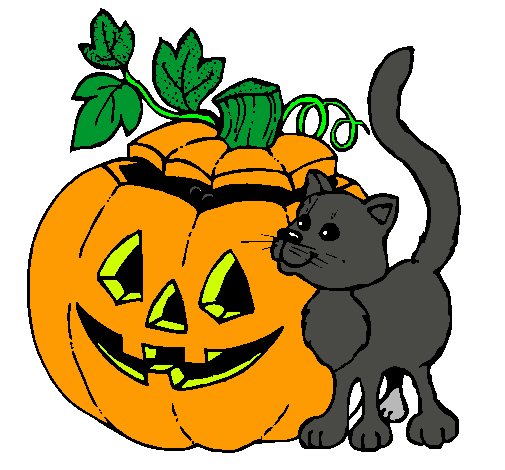 Calabaza y gato