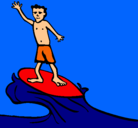 Dibujo Surfista pintado por surfing