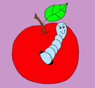Dibujo Manzana con gusano pintado por HJGKMJBV
