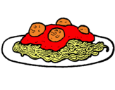 Dibujo Espaguetis con carne pintado por spaguetti