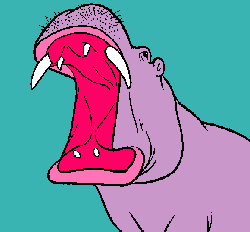 Hipopótamo con la boca abierta