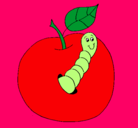 Dibujo Manzana con gusano pintado por lestiyovilof