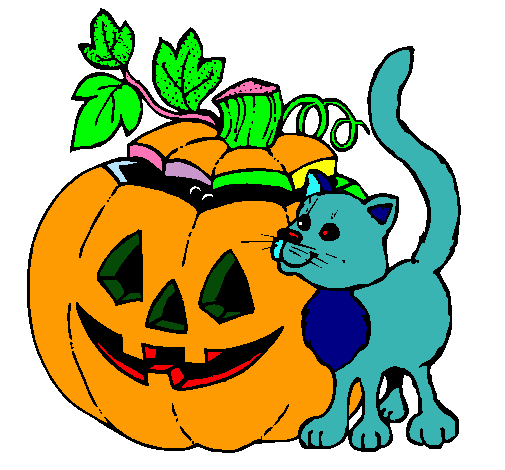 Calabaza y gato