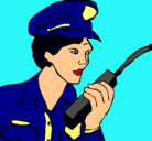Dibujo Policía con el walkie pintado por karlaanette