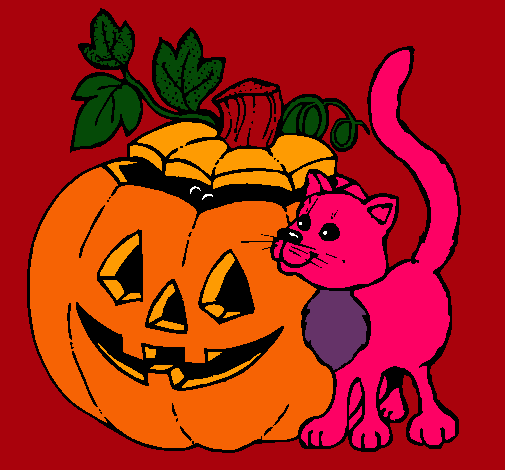 Calabaza y gato