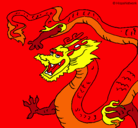 Dibujo Dragón chino pintado por flama