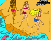 Dibujo Barbie y sus amigas en la playa pintado por neanfu