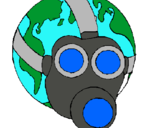 Dibujo Tierra con máscara de gas pintado por reiner