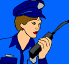 Dibujo Policía con el walkie pintado por 1004