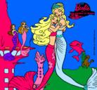 Dibujo Barbie sirena y la reina sirena pintado por fabilindaaaaaa