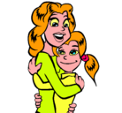 Dibujo Madre e hija abrazadas pintado por allaz