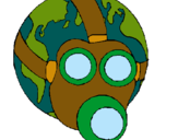 Dibujo Tierra con máscara de gas pintado por munddoooo