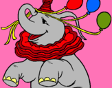 Dibujo Elefante con 3 globos pintado por laraa