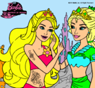 Dibujo Barbie se despiede de la reina sirena pintado por victoria36