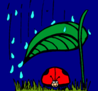 Dibujo Mariquita protegida de la lluvia pintado por taniaruiz