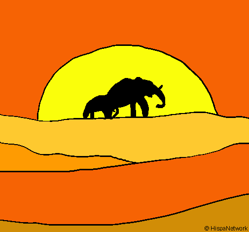 Elefante en el amanecer