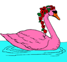 Dibujo Cisne con flores pintado por fresia
