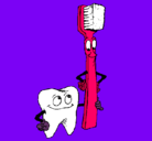 Dibujo Muela y cepillo de dientes pintado por karlaanette