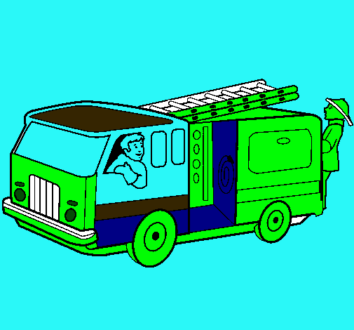 Dibujo Bomberos en el camión pintado por chykys
