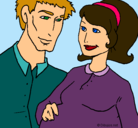 Dibujo Padre y madre pintado por embarazada