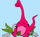 Dibujo Diplodocus sentado pintado por dinosabrios