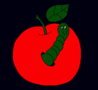 Dibujo Manzana con gusano pintado por gusi