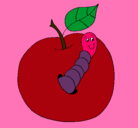 Dibujo Manzana con gusano pintado por DIEGOL1311