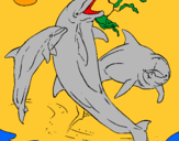 Dibujo Delfines jugando pintado por riou