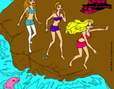 Dibujo Barbie y sus amigas en la playa pintado por  3546