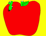 Dibujo Gusano en la fruta pintado por evde3