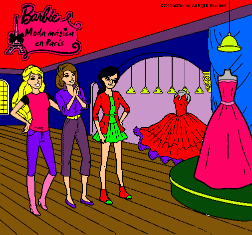 Dibujo Barbie mirando vestidos pintado por Maribebe