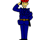 Dibujo Policía saludando pintado por policiaa
