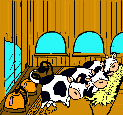 Dibujo Vacas en el establo pintado por esrefy