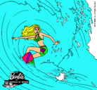 Dibujo Barbie practicando surf pintado por vanetxu