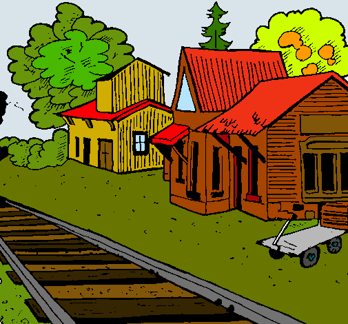 Dibujo Estación de tren pintado por Cass