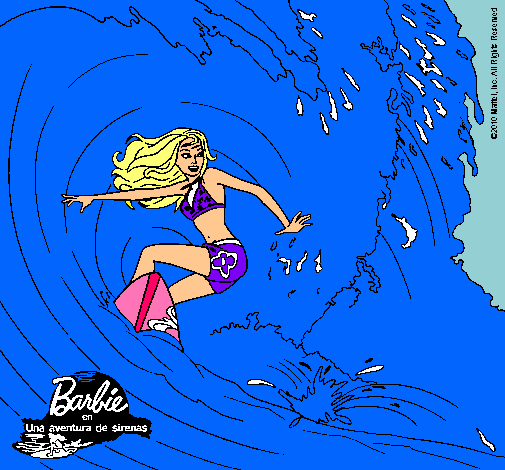 Dibujo Barbie practicando surf pintado por zumi