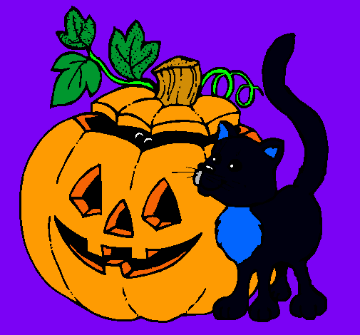 Calabaza y gato