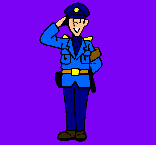 Dibujo Policía saludando pintado por montsita