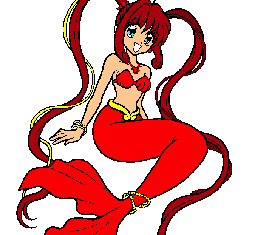 Dibujo Sirena con perlas pintado por kathitha