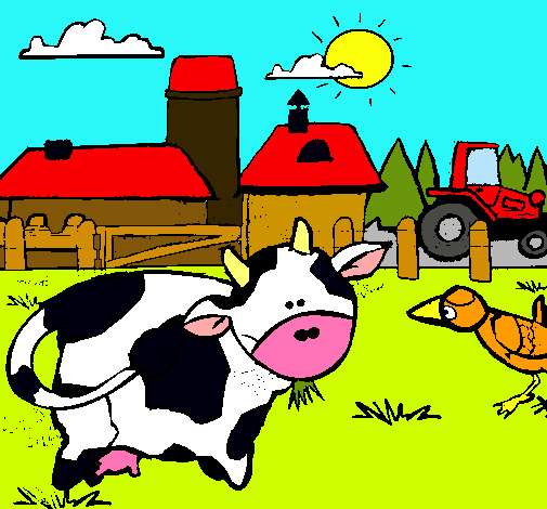 Vaca en la granja