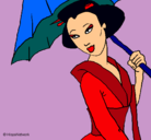 Dibujo Geisha con paraguas pintado por rwesdfhrdt