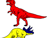 Dibujo Triceratops y tiranosaurios rex pintado por KATINA
