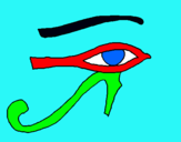 Dibujo Ojo Horus pintado por rojo