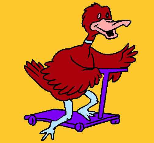 Pato en patinete