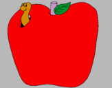 Dibujo Gusano en la fruta pintado por 00000000oytt