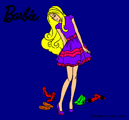 Dibujo Barbie y su colección de zapatos pintado por Maribebe